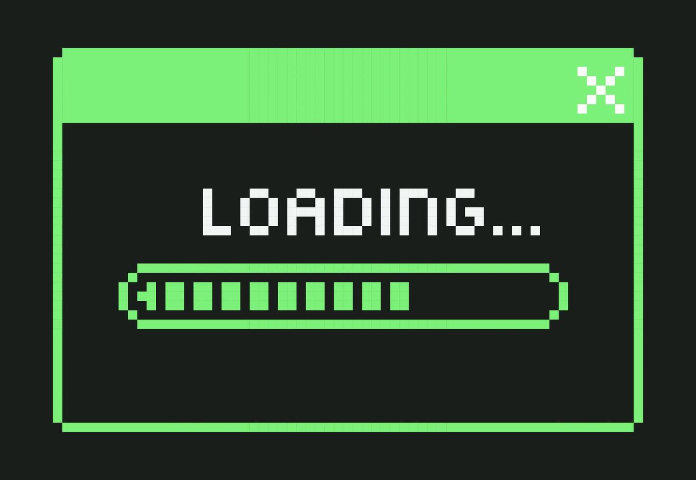 Pixel Art Retro Loading Bar Computer Window. vector