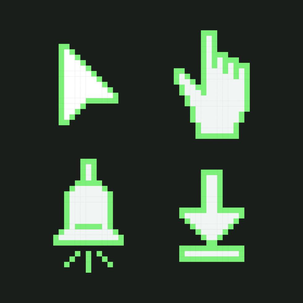 Retro Pixel Art Cursor Icons Y2k Collection. vector