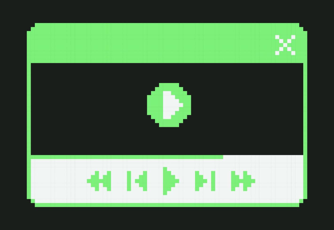Pixel Art Retro Music Player Window User Interface vector