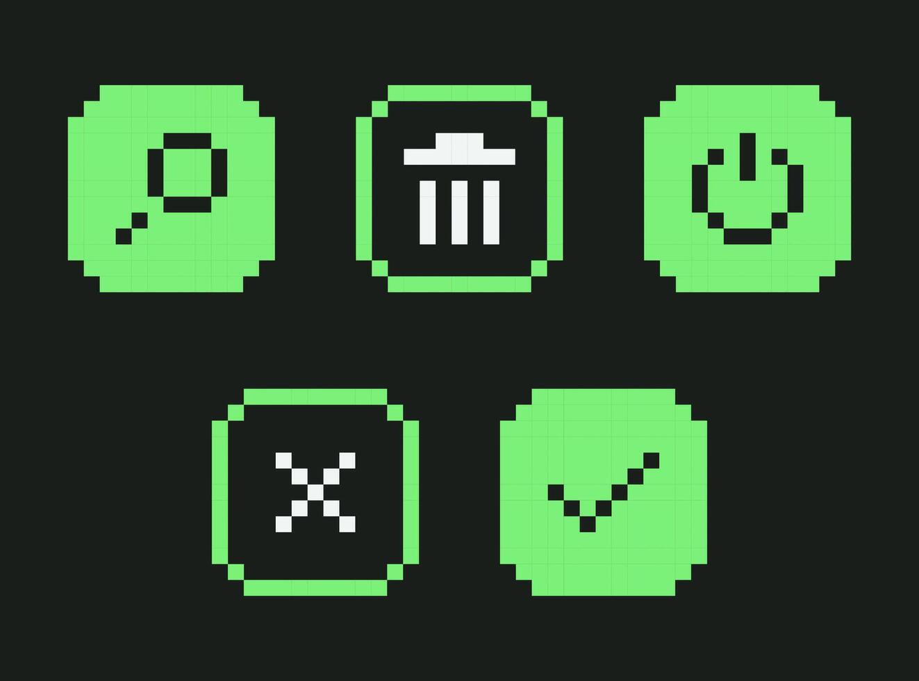 Pixel Art Retro User Interface Icons Y2k Set. vector