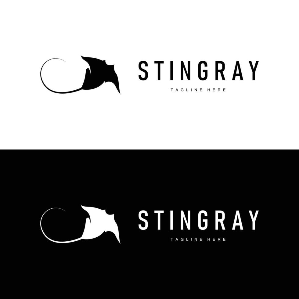 stingray logo design open sea animal with simple silhouette template concept vector