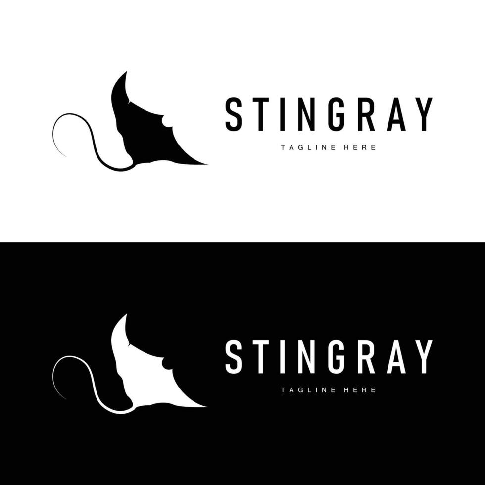 stingray sea animal simple silhouette template concept vector
