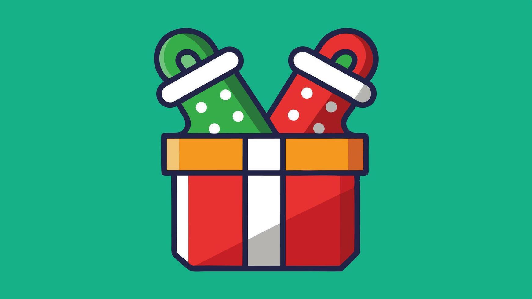 Christmas gift box with colorful candy canes against a bright green background, symbolizing the festive holiday spirit and joy of giving during the Christmas season vector