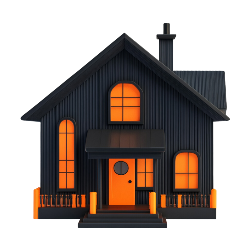 A black house isolated on a transparent background png