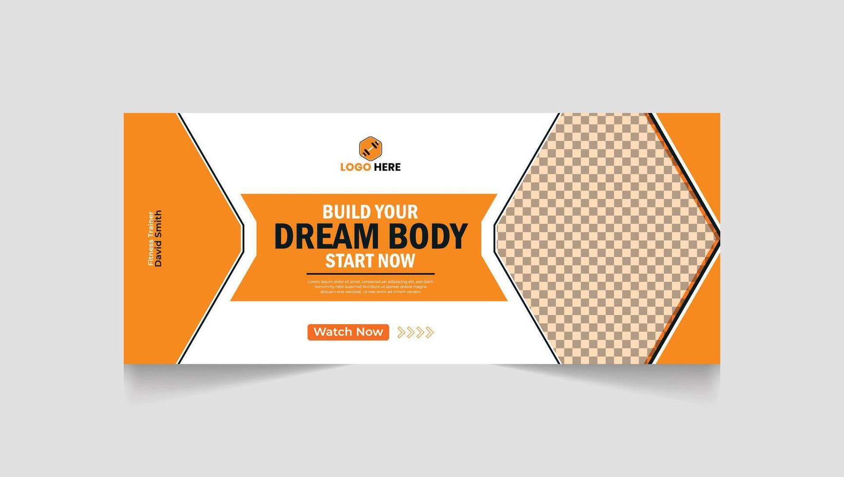 Modern fitness web banner design for social media post, build dream body fitness web standard banner template, daily workout training web banner design vector