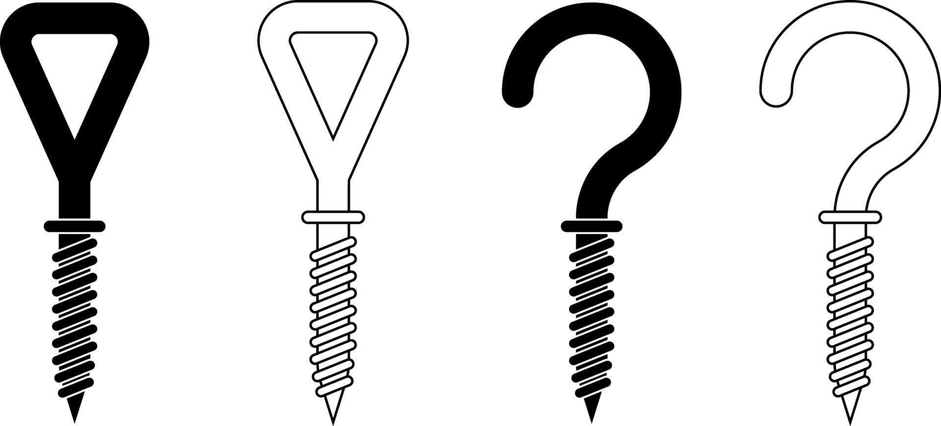 outline silhouette ceiling hook icon set vector