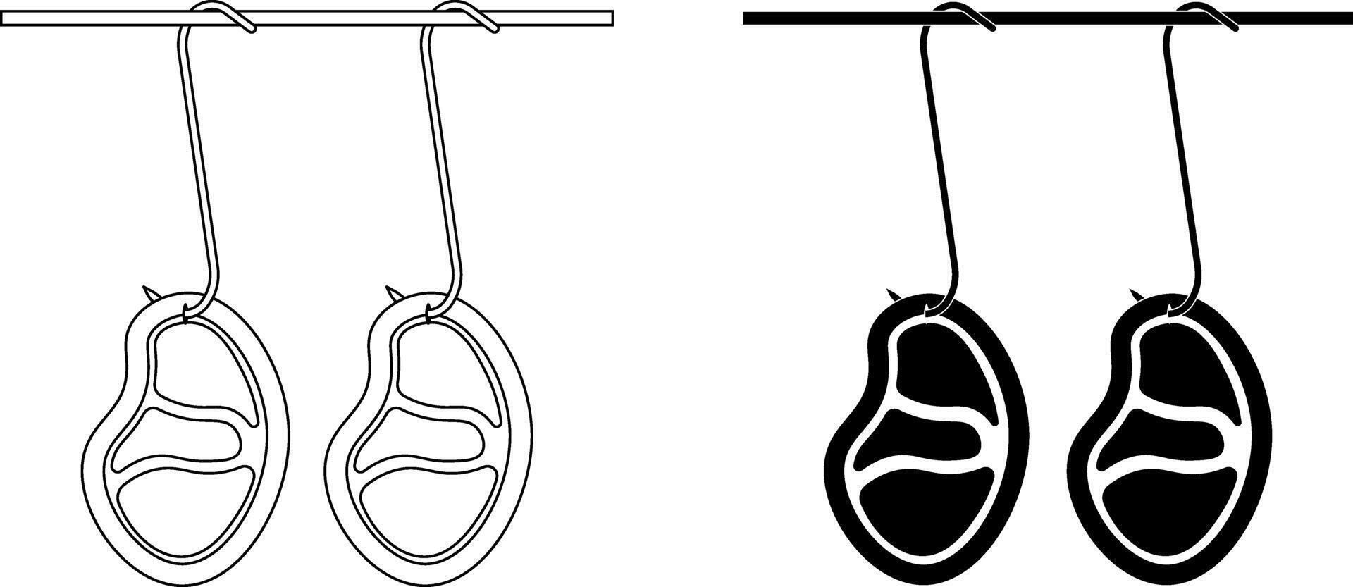 outline silhouette meet Hang From Iron hook icon set vector