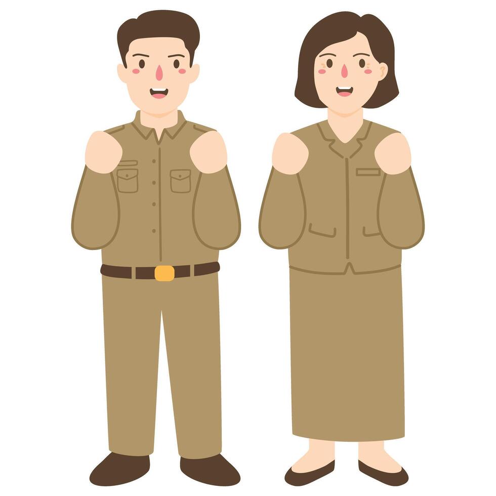 couple of indonesian civil servant called pns vector