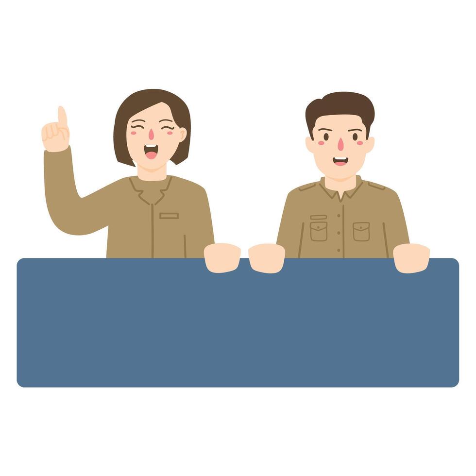 pns government worker standing confidance pns wearing khaki uniform vector