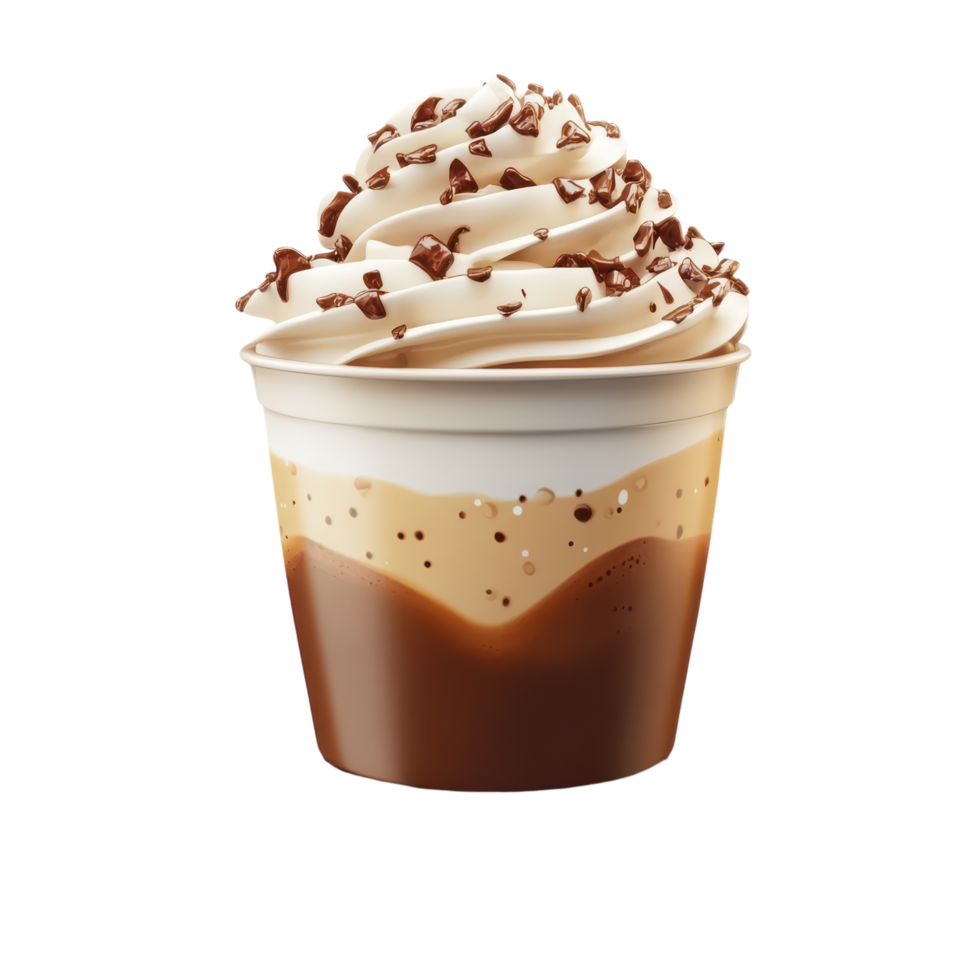 Delicious layered dessert cup with cream and chocolate sprinkles png