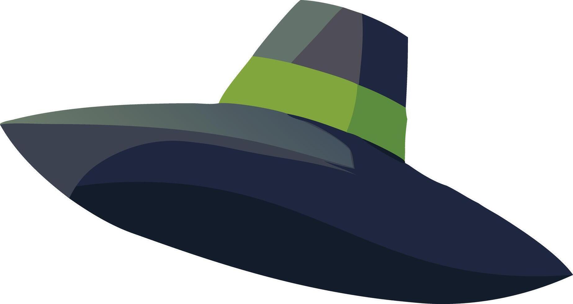 Classic pilgrim hat with a green band, for Thanksgiving-themed graphics, decorations, holiday iconography, seasonal designs vector