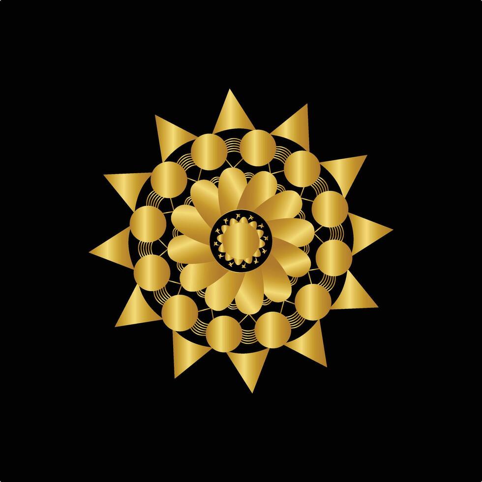 golden color mandala design vector