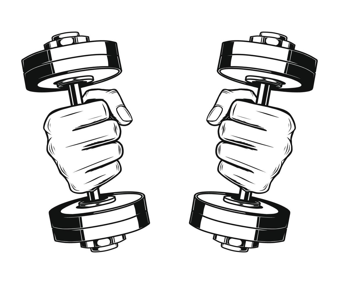 Workout hand with Dumbbell illustration vector