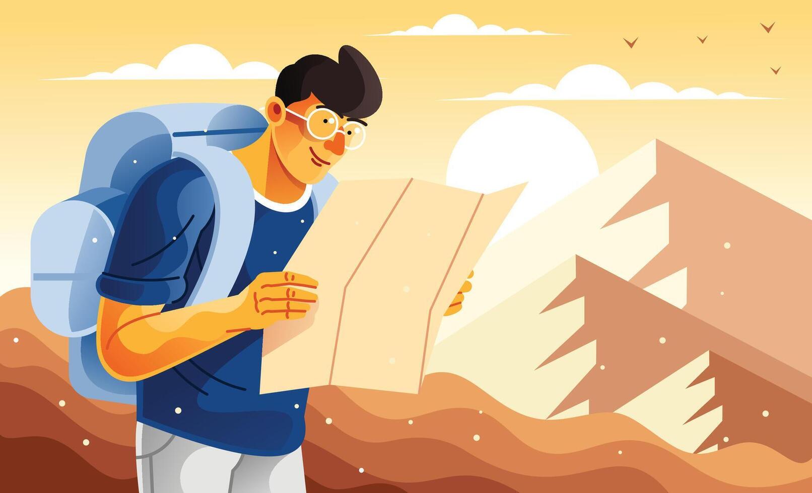Tourist Male Holding Map vector