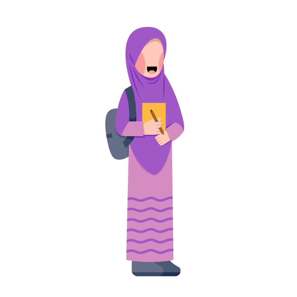 Faceless Character Of Hijab Student vector