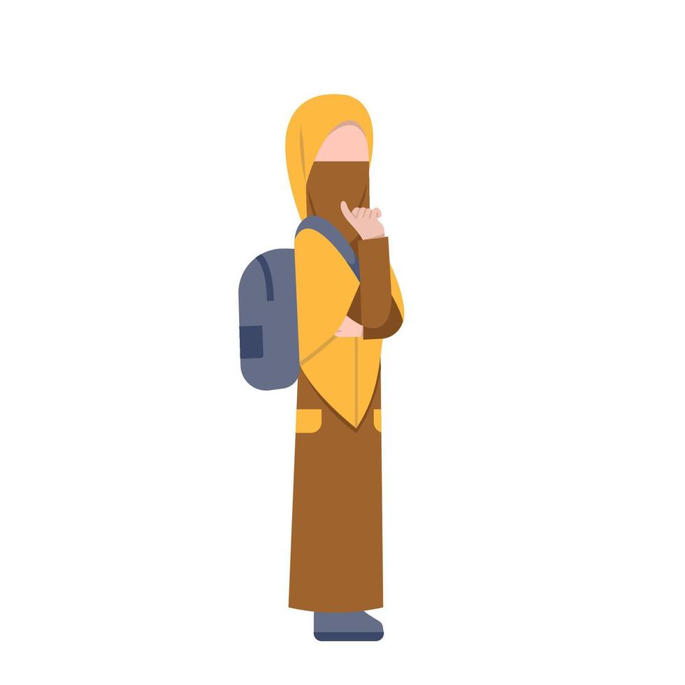 Faceless Character Of Niqab Student vector