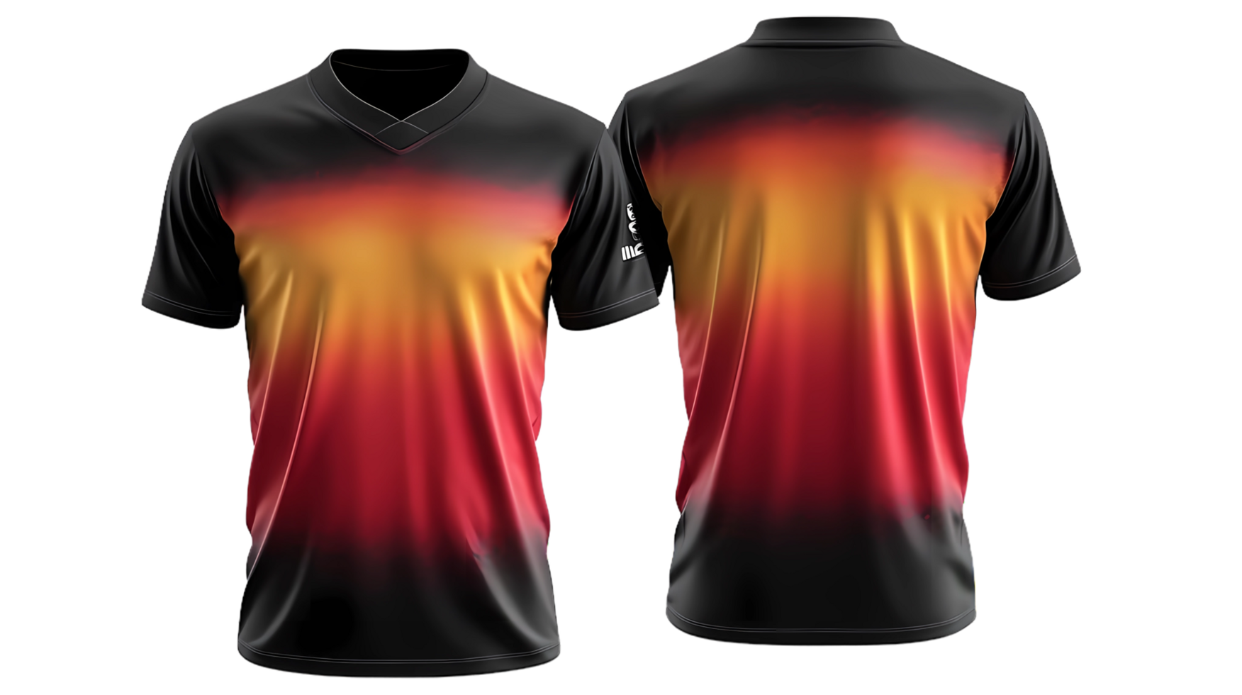 two black and red soccer jerseys on a transparent background png