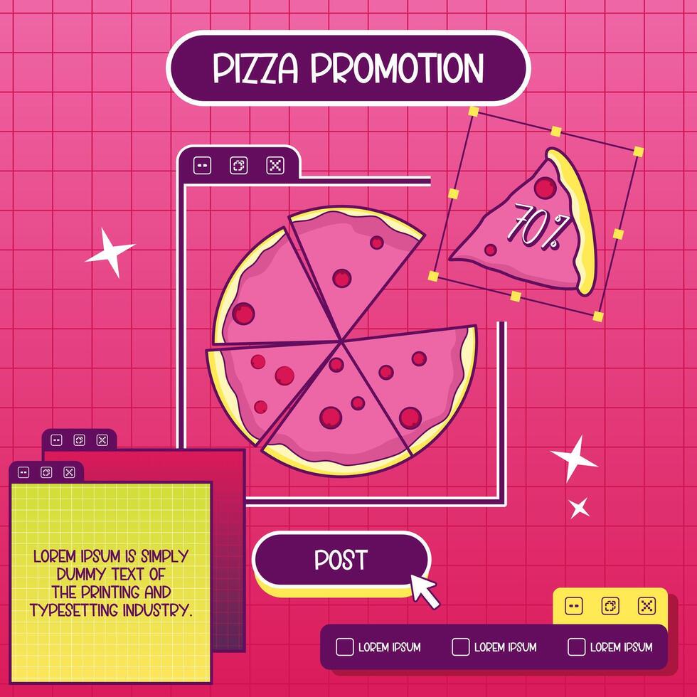 pizza promotion banner with a slice of pizza and a note vector
