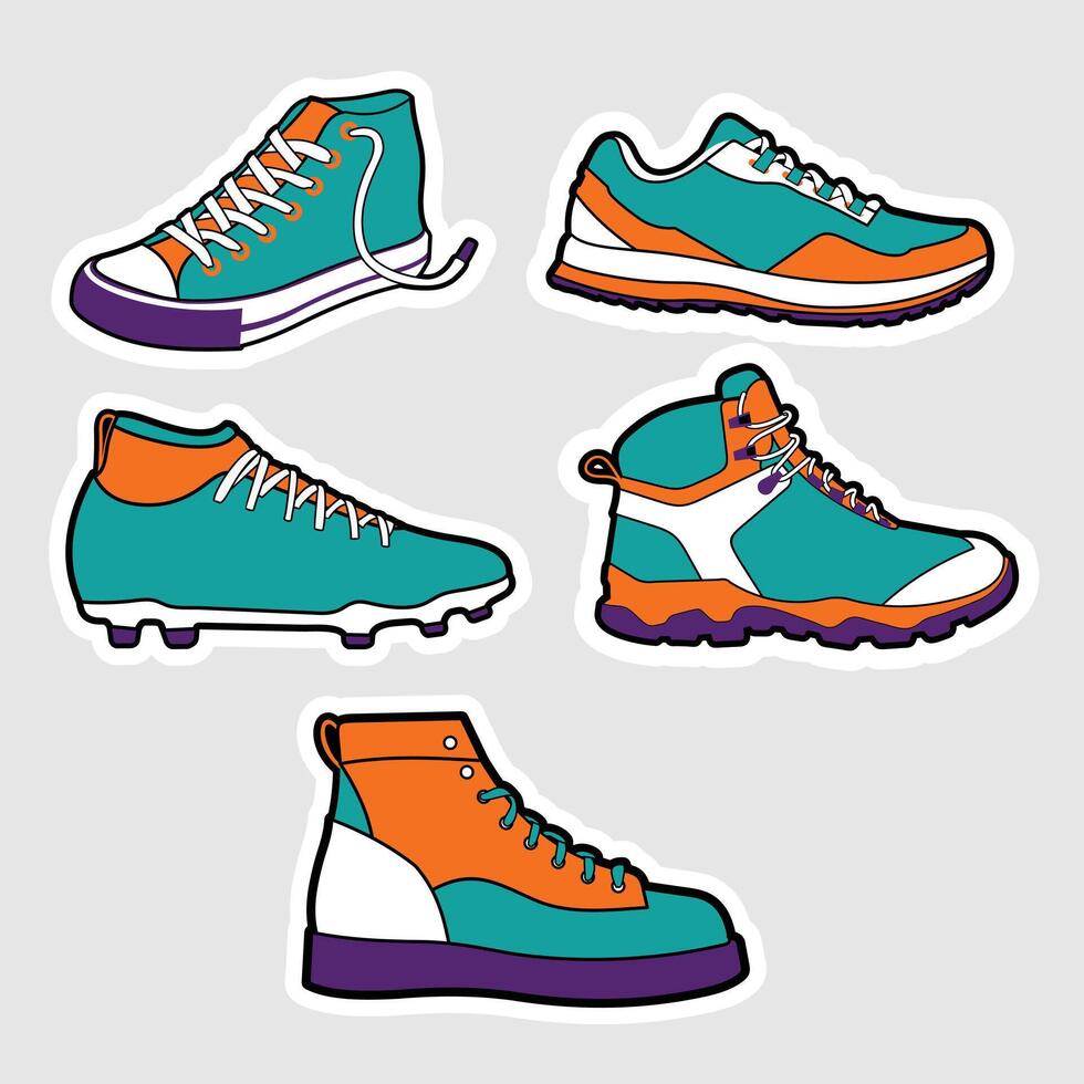 Shoe Icon sticker with retro color vector