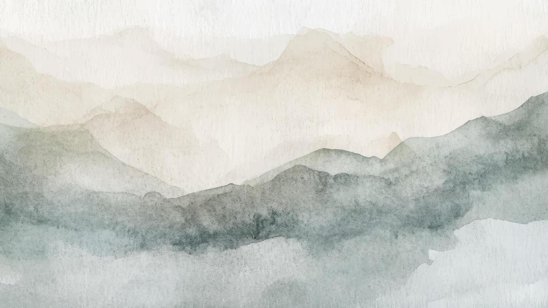 Abstract horizontal watercolor background. Green beige Hand drawn texture. Brush stroked painting pastel color watercolour vector