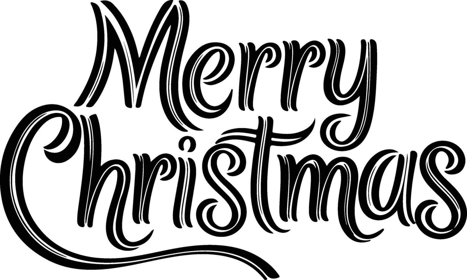 Merry Christmas typography silhouette art vector