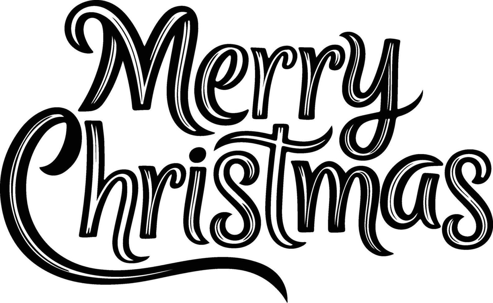 Merry Christmas typography Silhouette vector