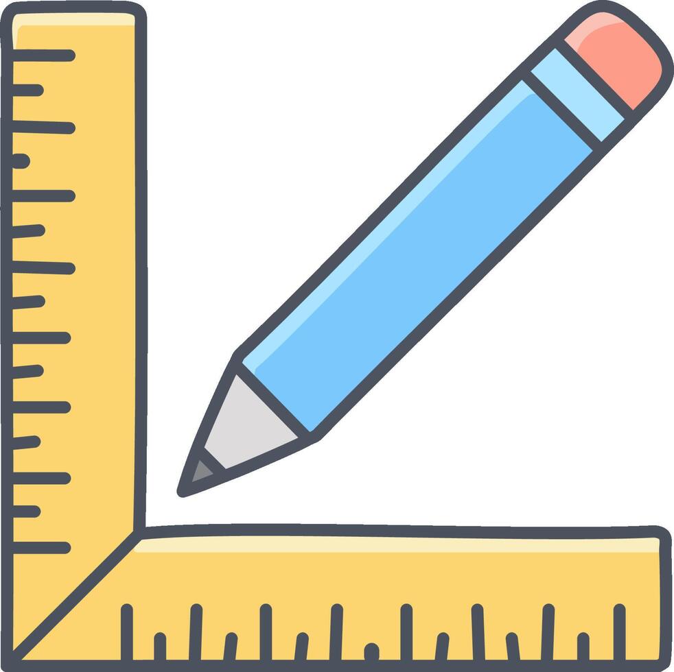 Pencil and ruler icon. Flat design. Education concept illustration vector