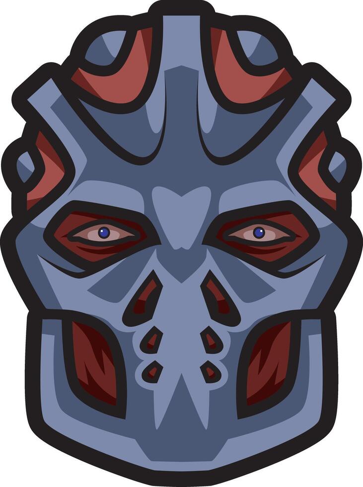 A cartoon mask halooween with red eyes and a blue face vector