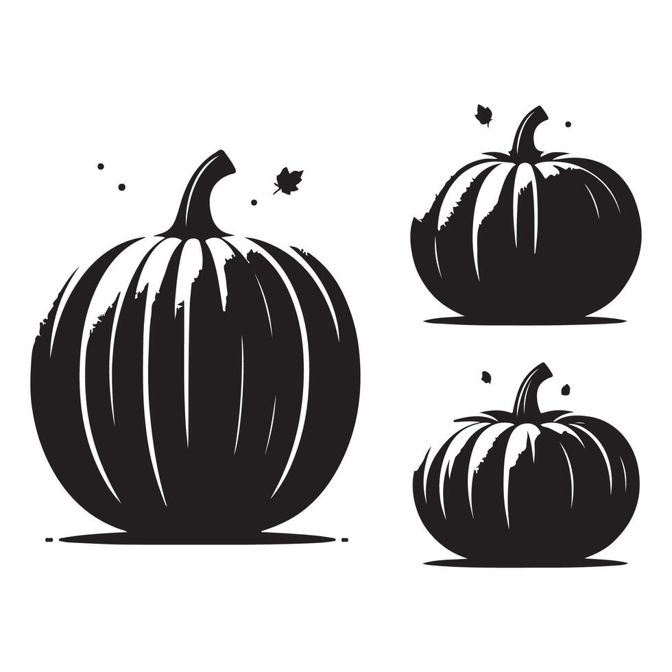 Range of pumpkin silhouettes isolated on a blank white background vector