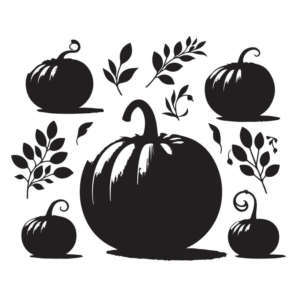 Collection of pumpkin cutouts isolated on a white background vector