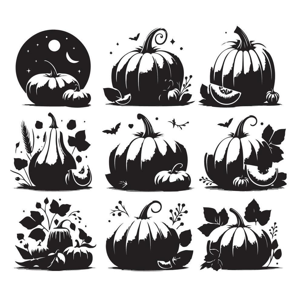 Gathering of pumpkin shapes on a white background vector