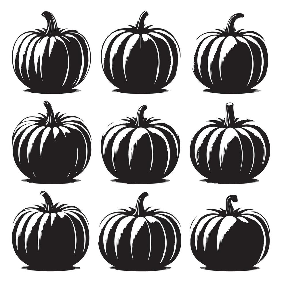 Array of pumpkin forms isolated on a white background vector