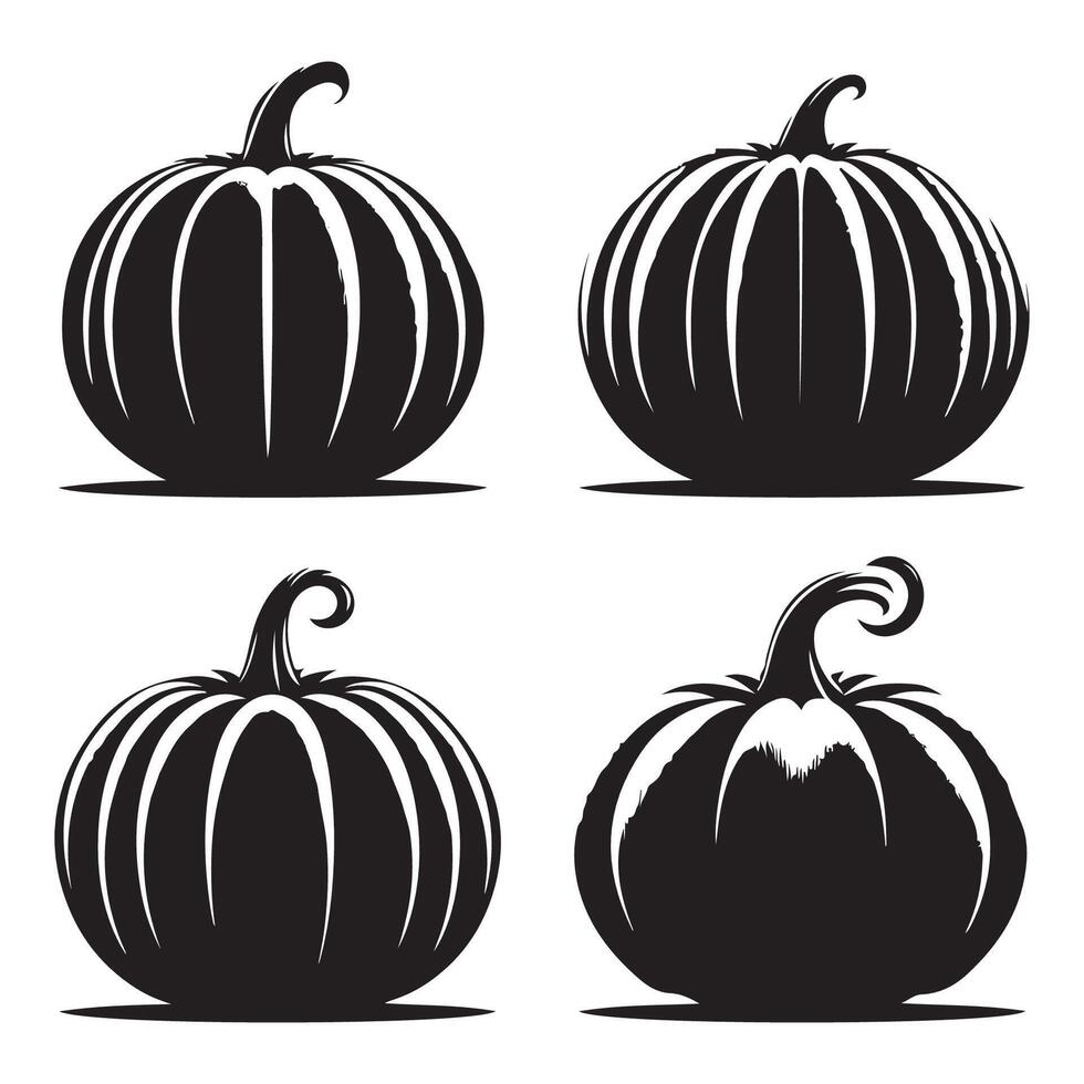 Selection of pumpkin silhouettes on white vector