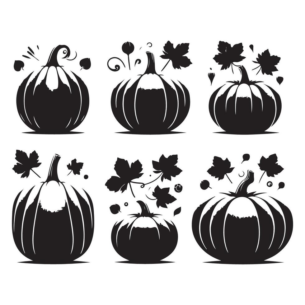A series of pumpkin silhouettes on a solid white background vector