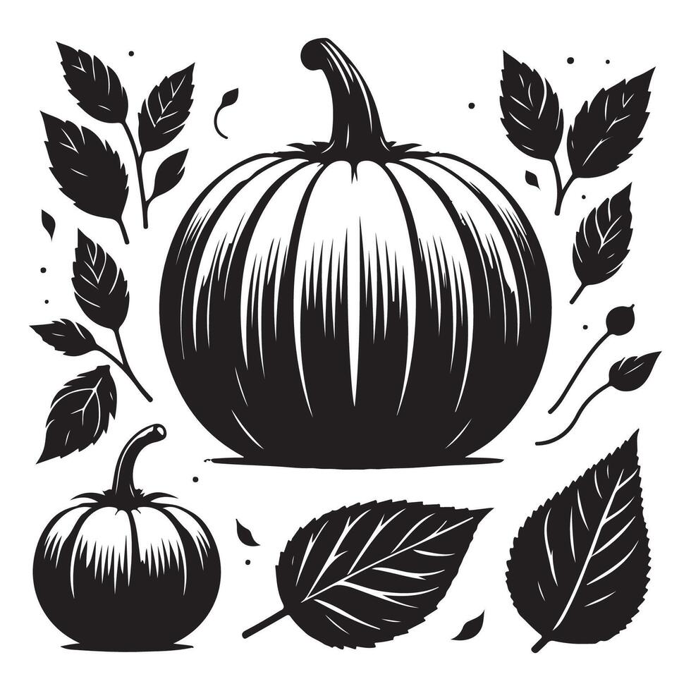 Array of pumpkin outlines isolated on a white background vector