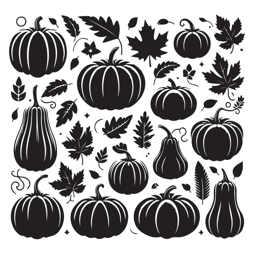 Pumpkin silhouettes set apart on a white background vector