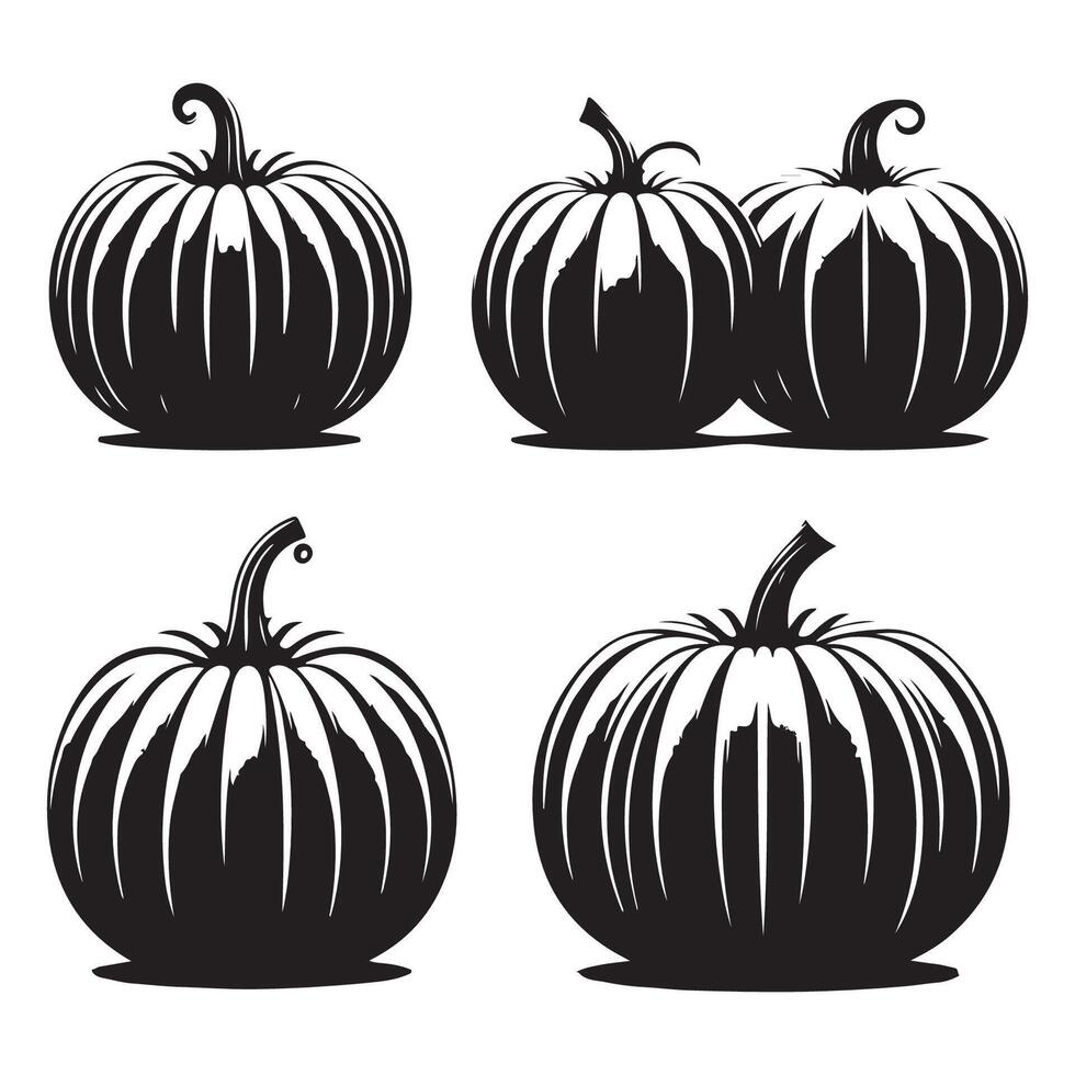 Different pumpkin silhouettes set on a white background vector