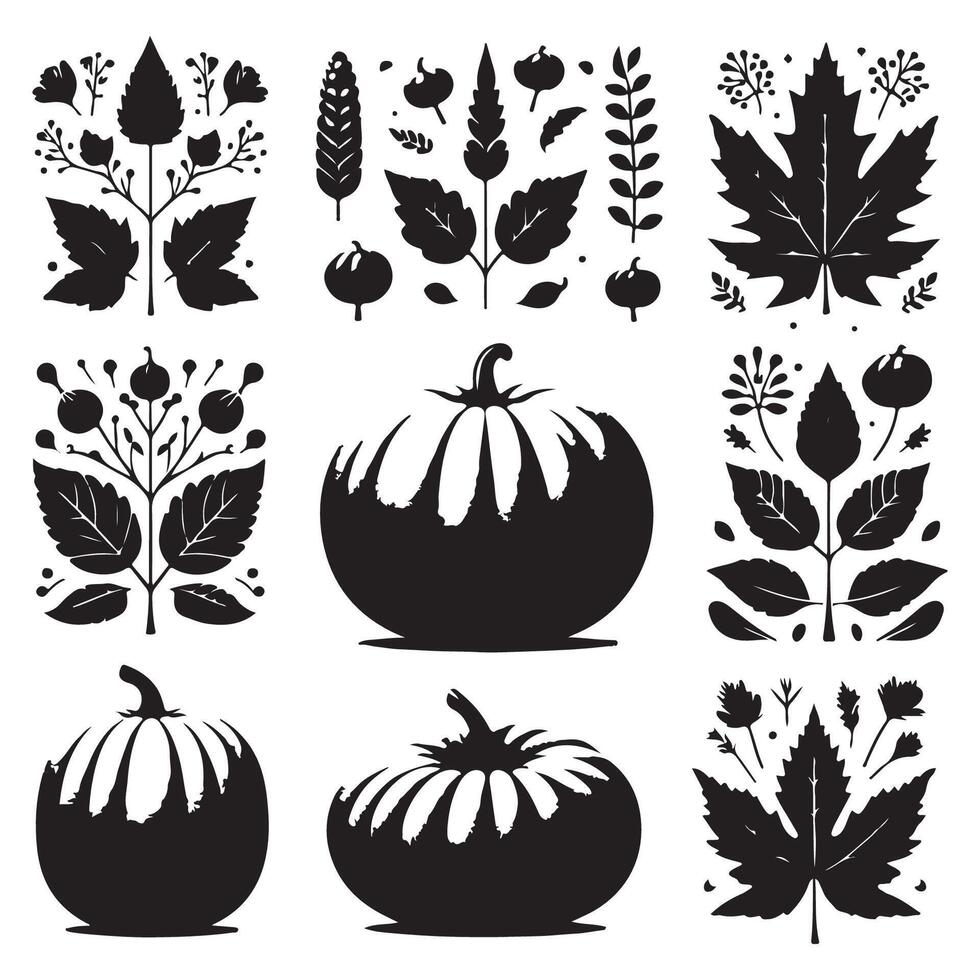 Assorted pumpkin silhouettes on a white background vector