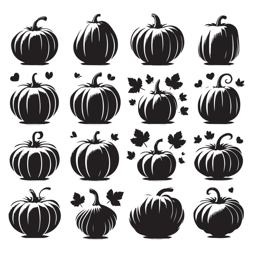 Assorted pumpkin outlines on a pure white background vector