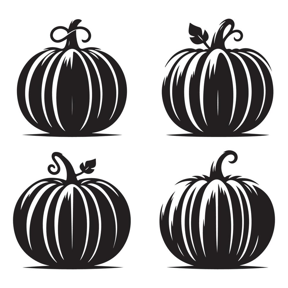 Set of pumpkin shapes spaced out on a white background vector