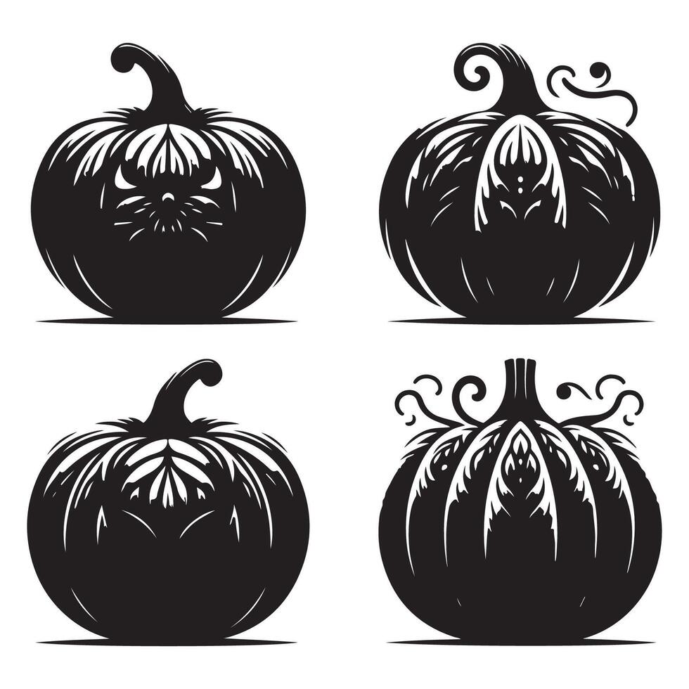 Display of pumpkin silhouettes against a plain white background vector
