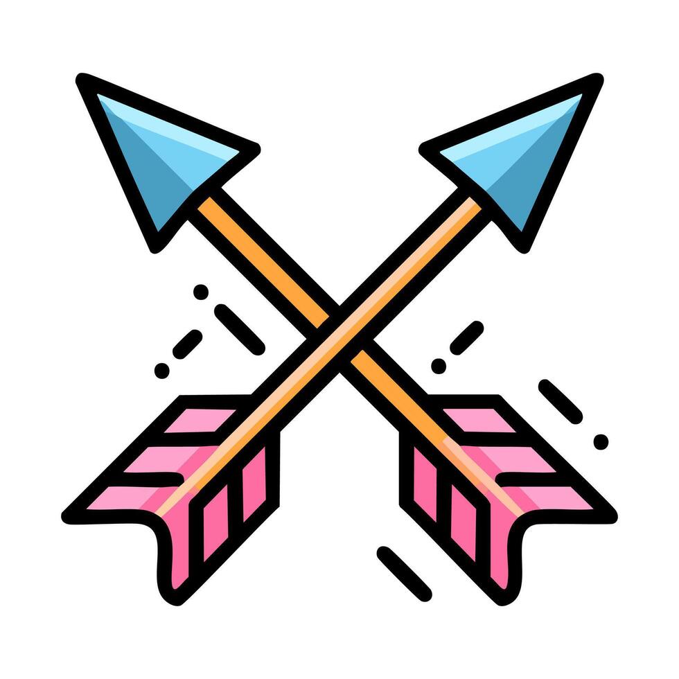 Crossed arrows icon, filled line design editable stroke. vector