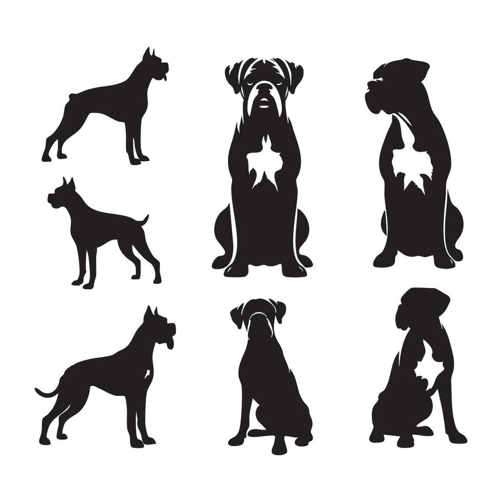 The silhouette form of a boxer dog placed on a white backdrop vector