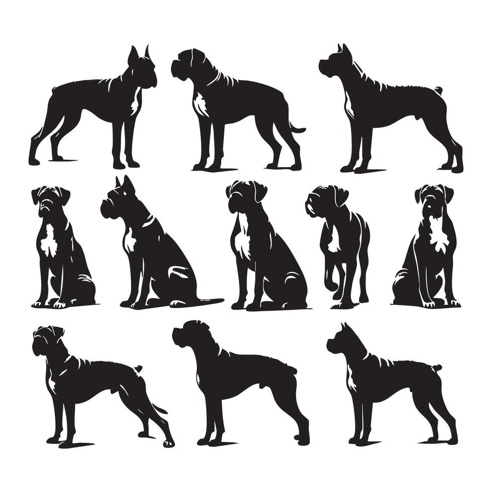 Minimalist silhouette of a boxer dog on a bright white background vector