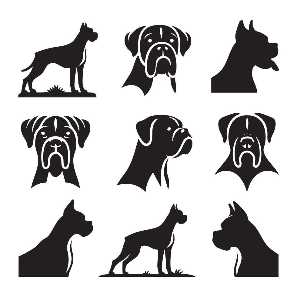Clean outline of a boxer dog silhouette over a white background vector