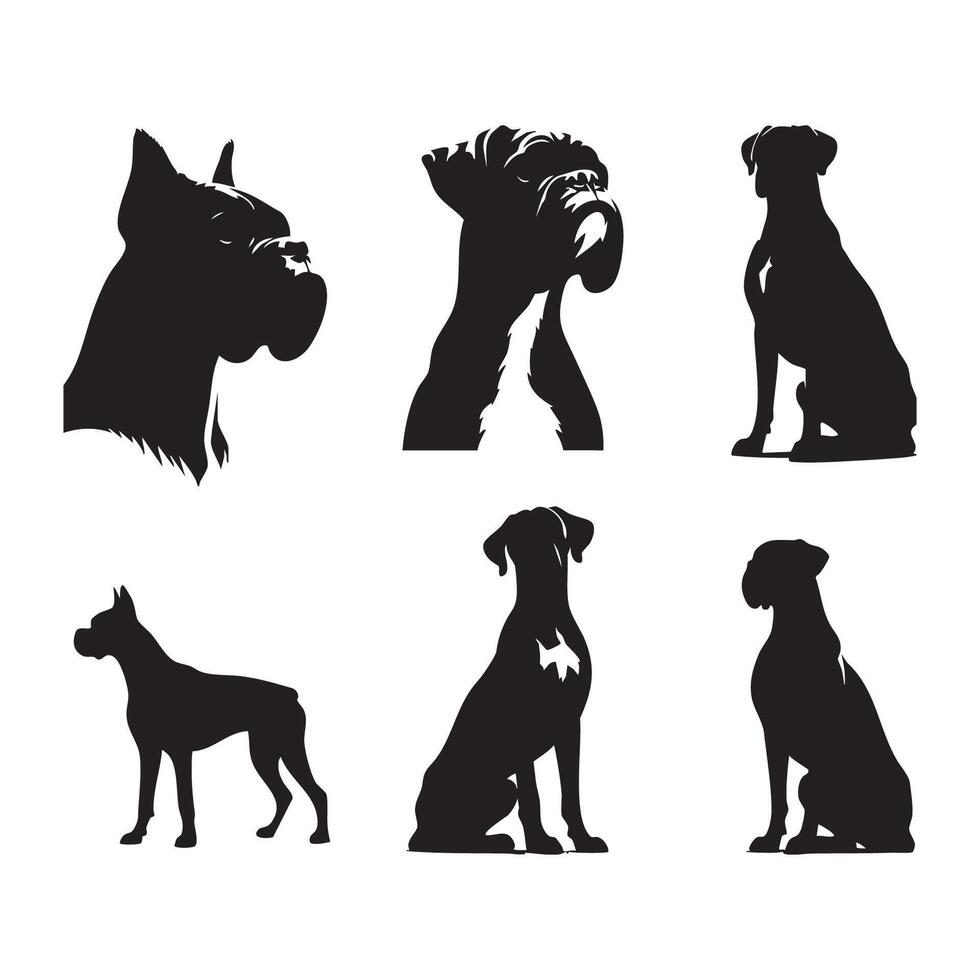 Stylized profile of a boxer dog in silhouette on a white background vector