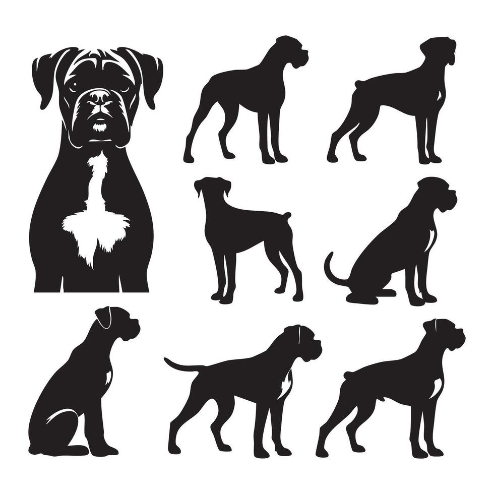 Silhouette representation of a boxer dog on a simple white background vector