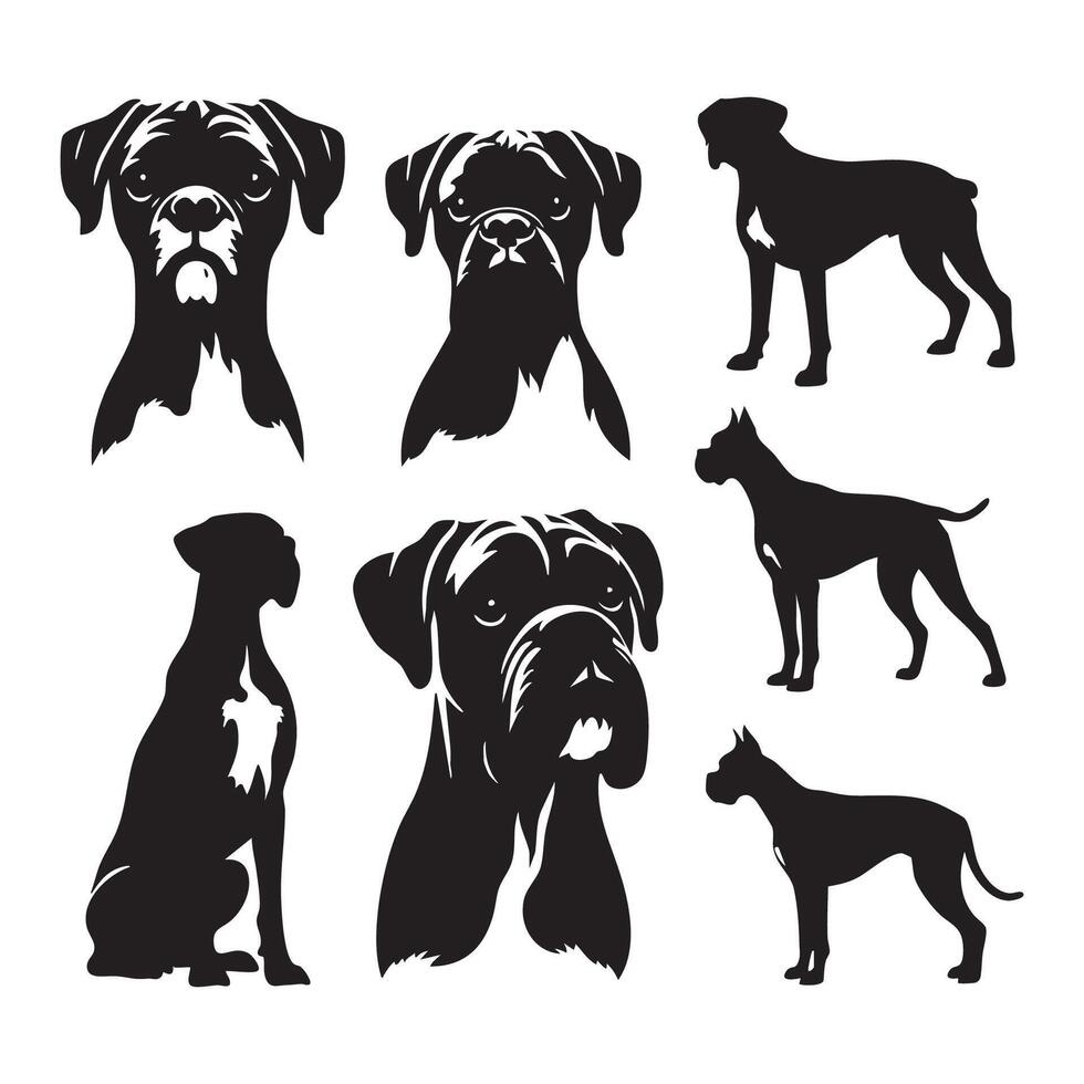 Blackened form of a boxer dog displayed on a plain white background vector