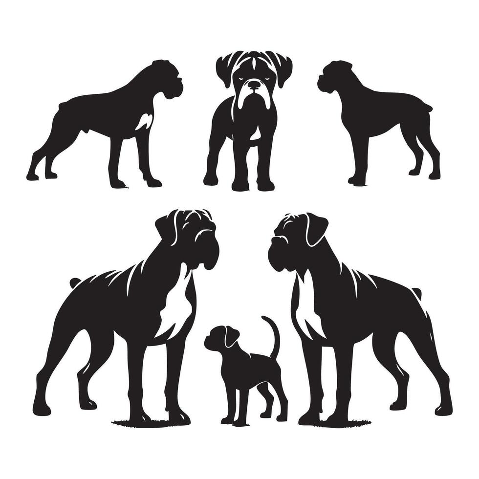 Graphic silhouette of a boxer dog on a white setting vector