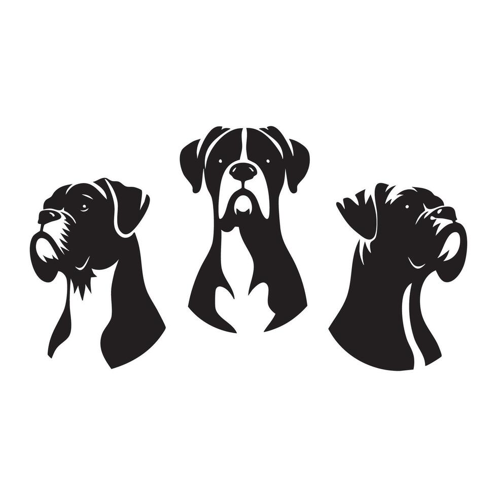 Silhouetted form of a boxer dog on a soft white background vector